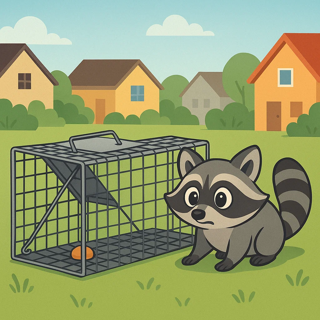 Self-sufficient living, how to trap a raccoon in a live trap, live bait trap, humane live traps