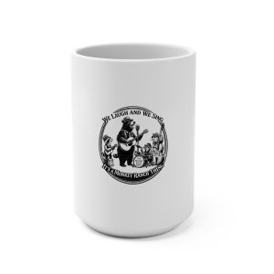 15oz Ceramic Mug — "We Laugh and We Sing" Vintage Monkey Band Design