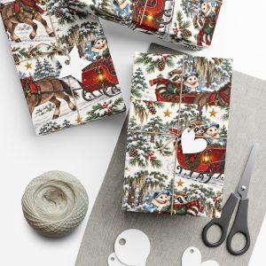 Monkey Ranch Christmas Sleigh Ride Gift Wrap Paper